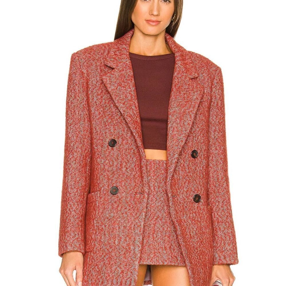 L'Academie Sundar Double Breasted Blazer in Red Sz XXS